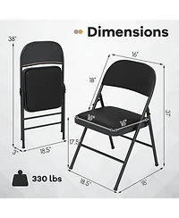Gouun Padded Folding Chairs 2-Pack with Reinforced Metal Frame