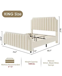 Homfan Upholstered Bed Frame with Headboard and Footboard