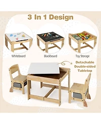 Sugift 3 in 1 Kids Table and Chair Set with Removable Tabletop and 2 Storage Drawers