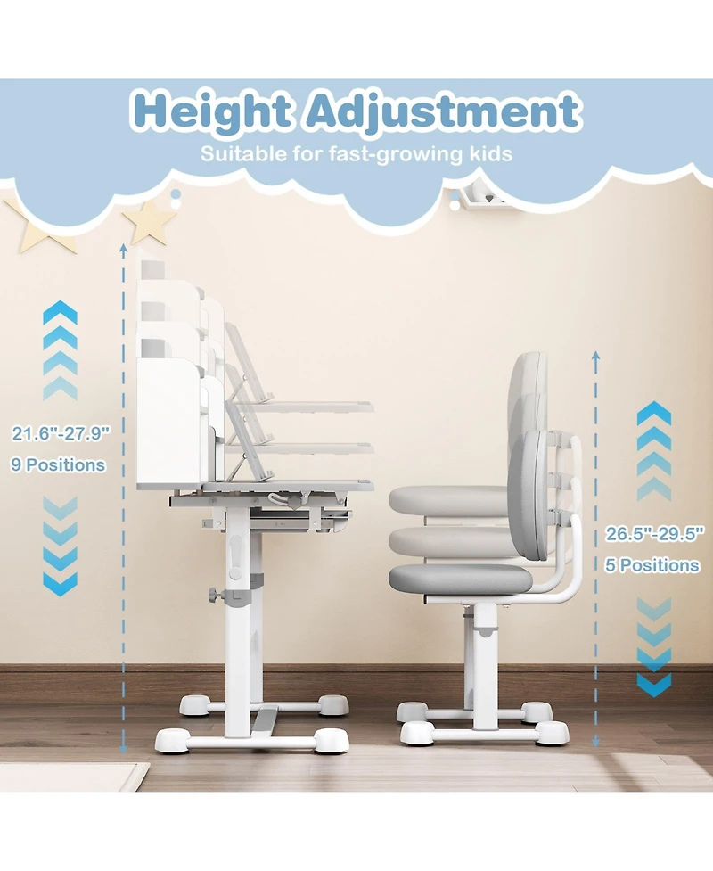Sugift Kid's Study Desk and with Tilt Desktop and Pen Holder