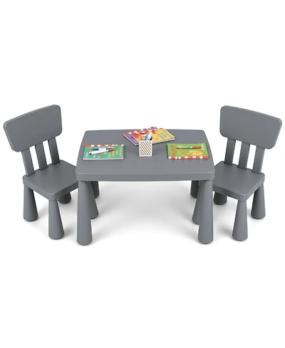 Sugift 3 Pieces Multifunction Activity Kids Play Table and Chair Set