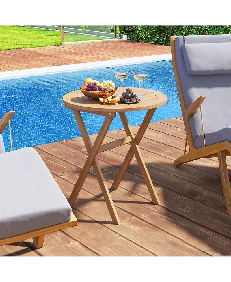 sumyeg Outdoor Side Table with Slatted Top and X-Shaped Frame