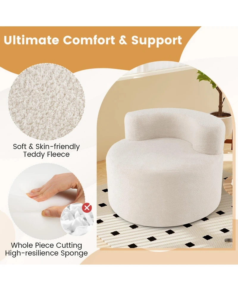 Gouun Moon-Shaped Floor Sofa Chair with Soft Teddy Fleece