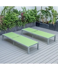 LeisureMod Marlin Patio Chaise Lounge Chair With Aluminum Frame, Set of 2