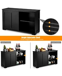 Sugift Kitchen Storage Cabinet with Sliding Door and Shelves