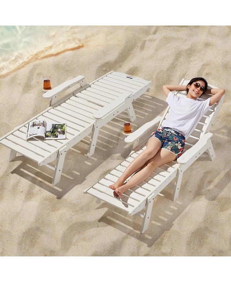 Sugift Adjustable Hdpe Patio Chaise Lounge Chair with 400 lbs Capacity