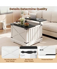Slickblue Lift Top Coffee Table Farmhouse Hidden Storage Compartment