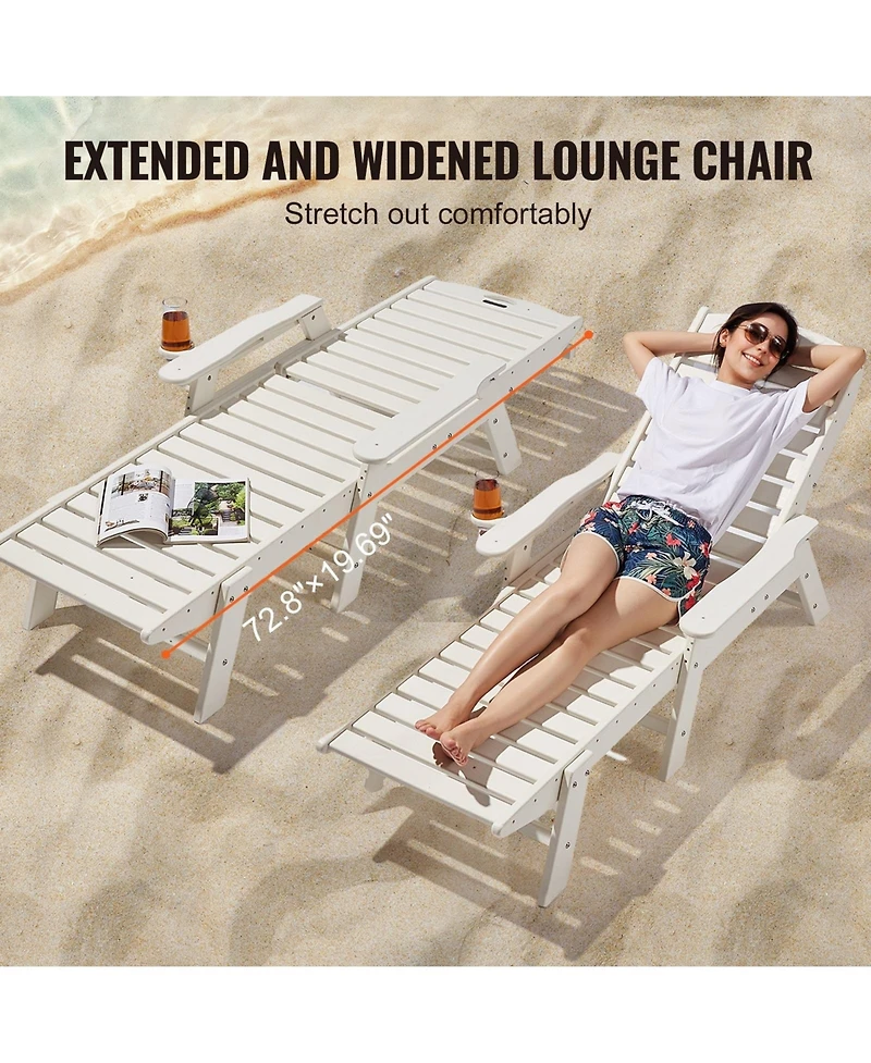 Sugift Adjustable Hdpe Patio Chaise Lounge Chair with 400 lbs Capacity
