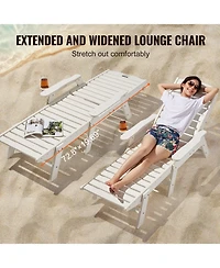 Sugift Adjustable Hdpe Patio Chaise Lounge Chair with 400 lbs Capacity