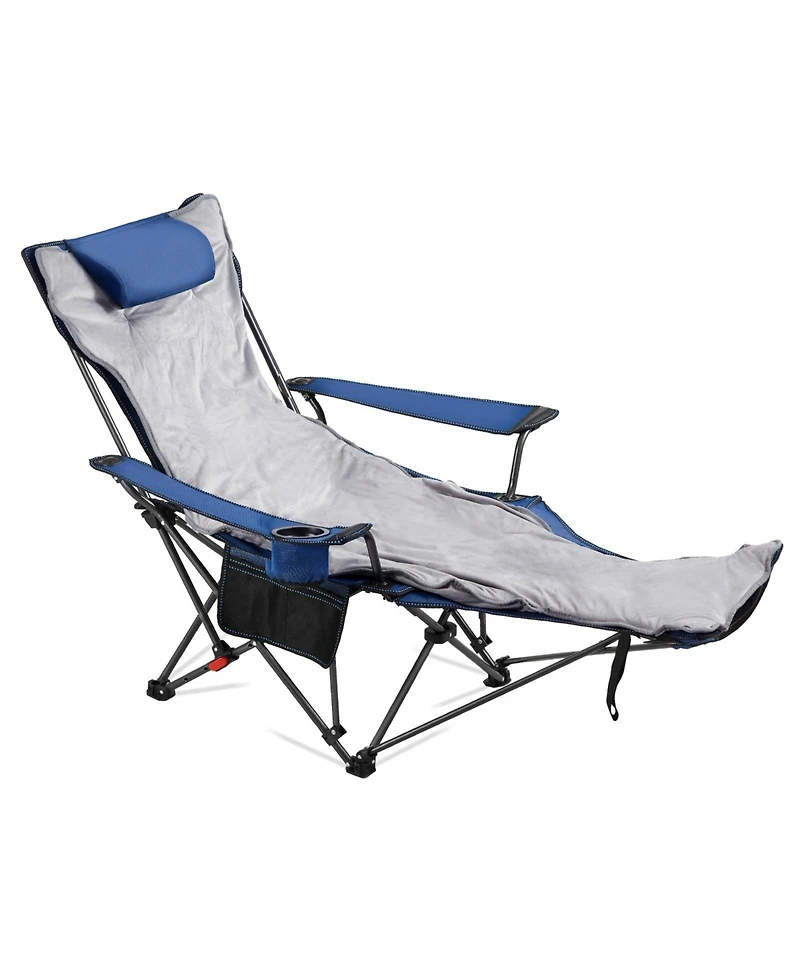 Sugift Reclining Camping Chair 4 Adjustable Positions Folding Lounger with Footrest