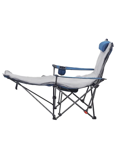 Sugift Reclining Camping Chair 4 Adjustable Positions Folding Lounger with Footrest