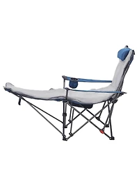 Sugift Reclining Camping Chair 4 Adjustable Positions Folding Lounger with Footrest