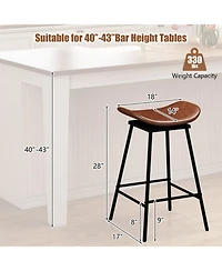 Gouun Set of 2 Faux Leather Swivel Backless Counter Height Bar Stools with Metal Legs