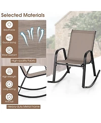 Gymax Set of 2 Metal Rocking Chair Heavy-Duty Rocker Outdoor Anti-Slip Patio