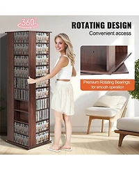 Sugift Media Storage Cabinet, Rotating Tower, Holds 1040 CDs, Espresso Finish