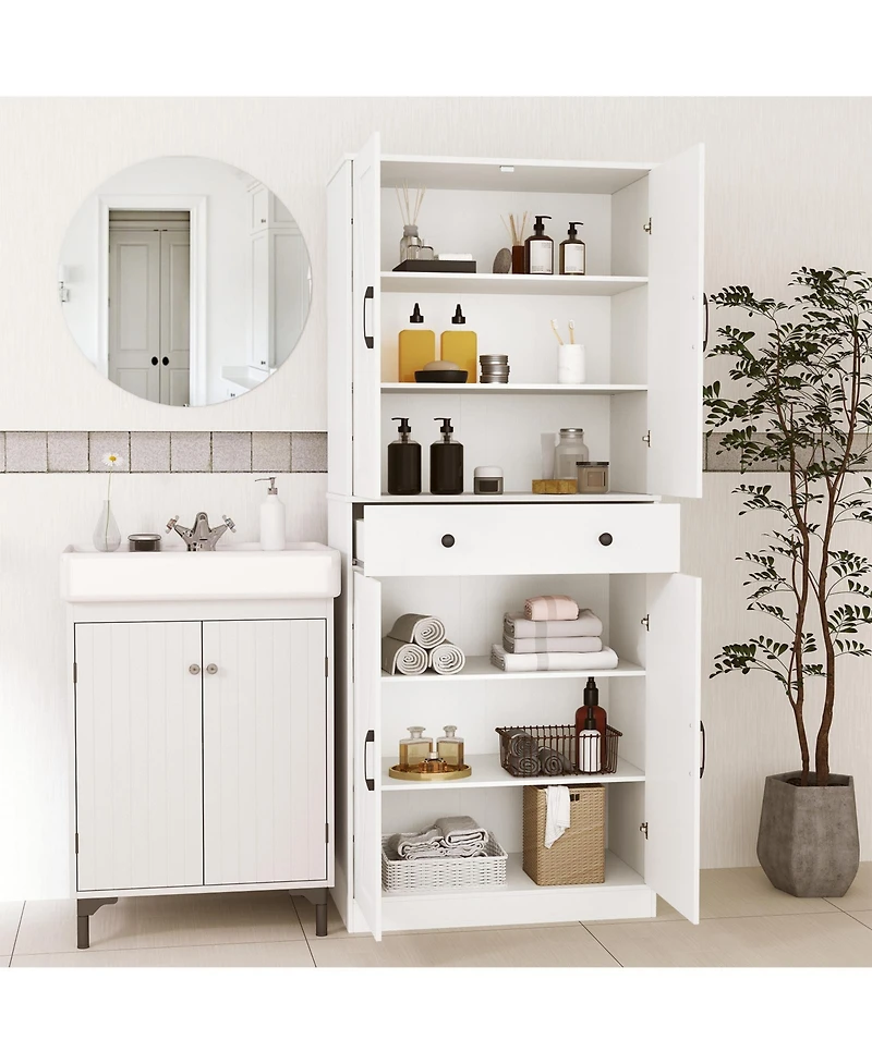 Sugift Tall Farmhouse Storage Cabinet with Sliding Barn Doors