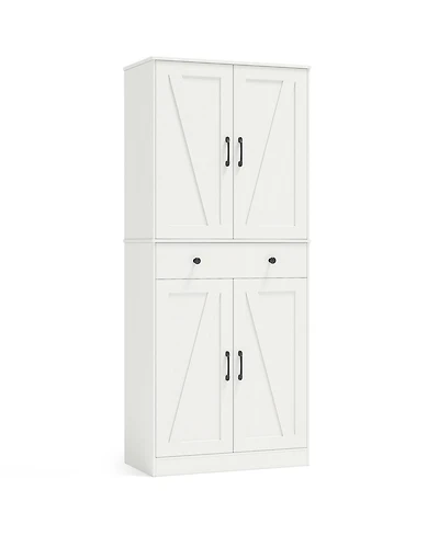 Sugift Tall Farmhouse Storage Cabinet with Sliding Barn Doors