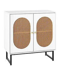 Sugift Rattan Buffet Storage Cabinet with Doors and Adjustable Shelf