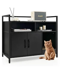Zeus & Ruta Modern Cat Washroom with Double Doors and Scratch Board