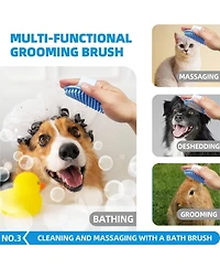 Aronkl Pet Bath Grooming Kit with Hair Brush Towel Washing Gloves Shampoo Scrubber