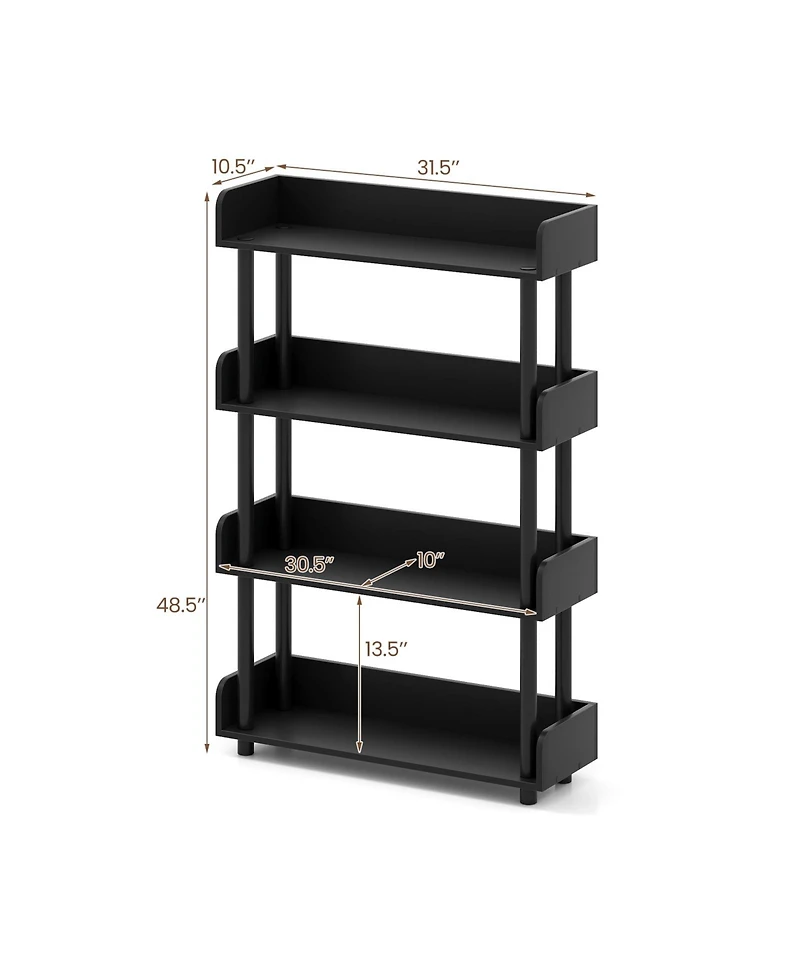 Slickblue 4 Tier Open Bookcase Industrial Shelf with Anti Tip Hardware