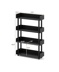 Slickblue 4 Tier Open Bookcase Industrial Shelf with Anti Tip Hardware