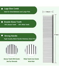 Aronkl Curved Slicker Brush for Long Haired Dogs Soft Round Pins Beech Wood Handle