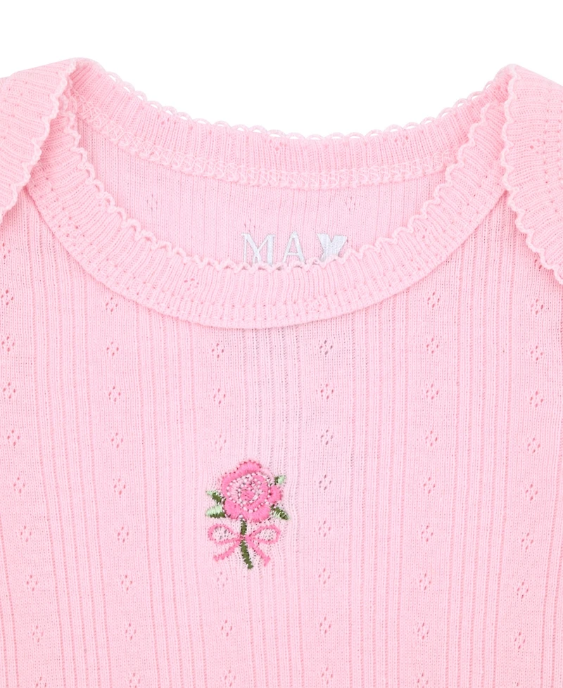 Max & Olivia Baby Girls' Long-Sleeve Gown and Hat, 2-Piece Set