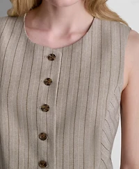 Dkny Women's Pinstripe Button Front Vest