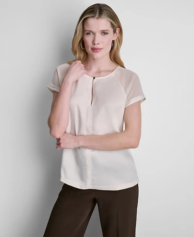 Dkny Women's Short-Sleeve Crew Neck Blouse