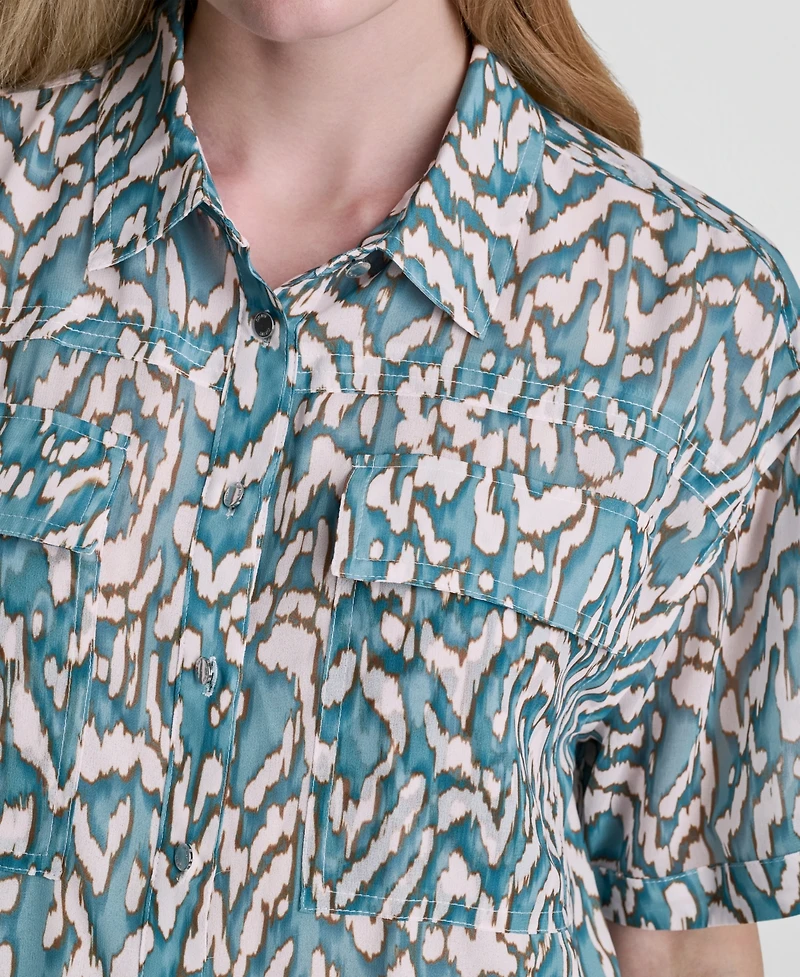 Dkny Women's Printed Short-Sleeve Shirt