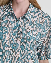 Dkny Women's Printed Short-Sleeve Shirt