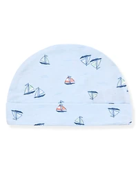 Max & Olivia Baby Boys' Sail Boat Round Neck Gown and Hat, 2-Piece Set