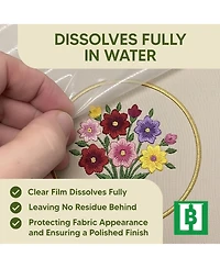 Gnuadz Wash Away Water Soluble Embroidery Stabilizer Topping Roll Clear Dissolving Film High-pile Fabrics Machine Hand 12"x15