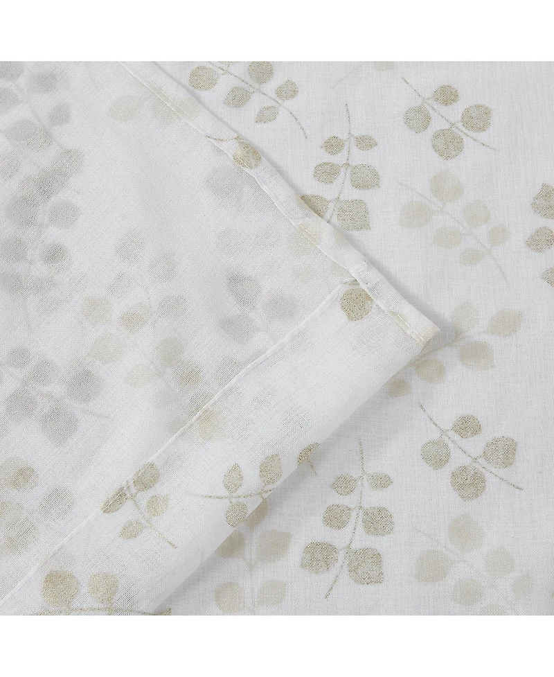 Dainty Home Clarrissa Leaf Designed Linen Textured Metallic Light Filtering Window Curtain Panels with Grommets, 2-Pack