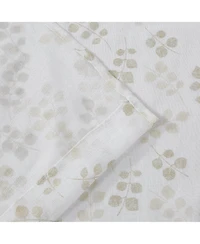 Dainty Home Clarrissa Leaf Designed Linen Textured Metallic Light Filtering Window Curtain Panels with Grommets, 2-Pack
