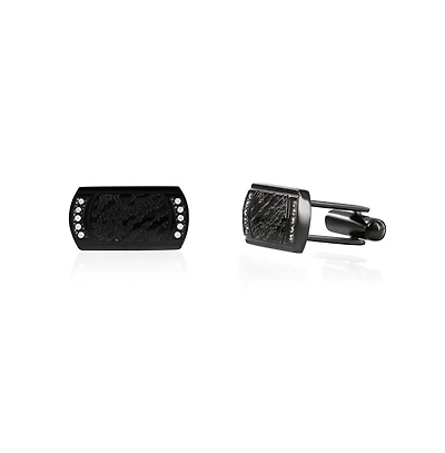 Metallo Stainless Steel, Textured Cz Cuff Links