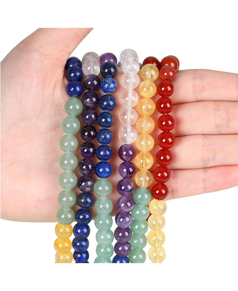 Gnuadz 7 Chakras 8mm Stone Beads Round Loose Diy Bracelet Necklace Earrings