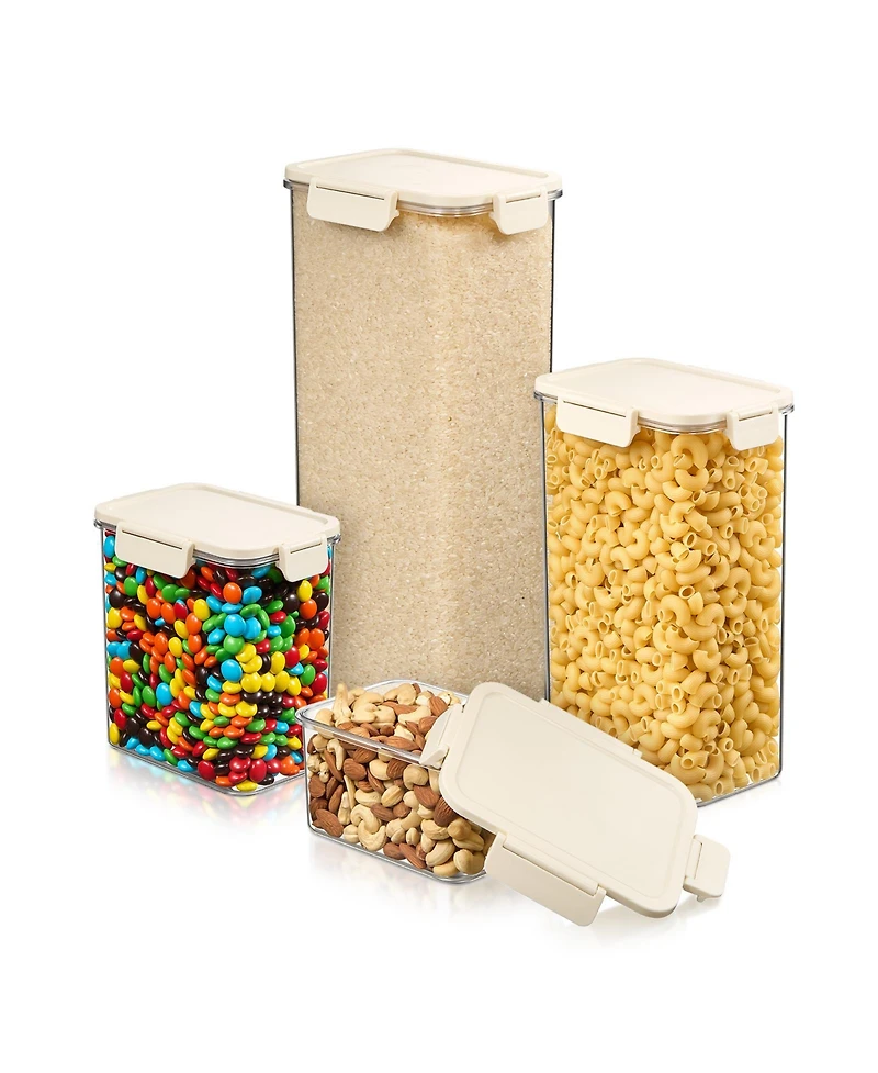 Sorbus 4-Pack Snap Lids Airtight Food Storage Container Set – Clear Stackable Canister for Pantry, Rice, Pasta, Cereal and Snacks
