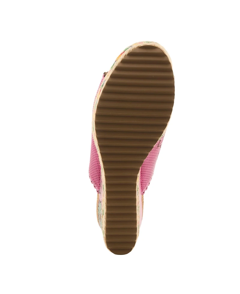 L`Artiste Women's Delraybeach Wedge Sandal with Hand-painted Comfort Design