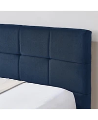 Flynama Full Size Velvet Tufted Daybed Backrest Armrest Dark blue