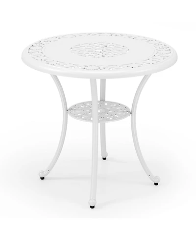 Gouun Round Cast Aluminum Patio Dining Table with Umbrella Hole