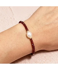The Lovery Garnet Bead Pearl Bracelet 14K Gold