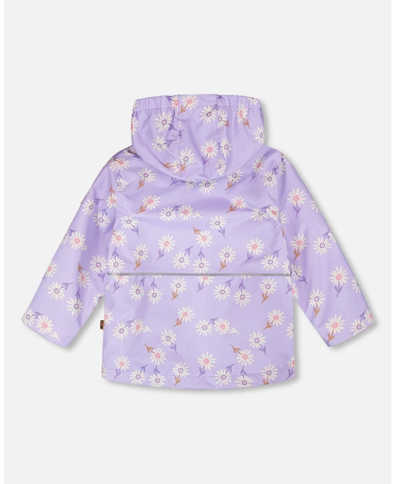 Deux par Deux Girl Mid-Season Jacket Purple Daisy Print - Child