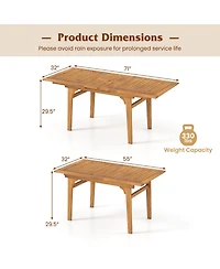 Gouun Expandable Acacia Wood Patio Dining Table for 6-8