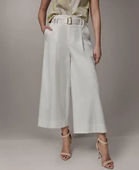 Donna Karan New York Petite Pleated Wide-Leg Cropped Pants