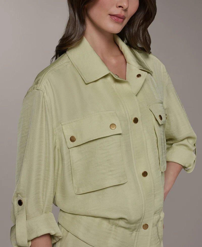 Donna Karan New York Petite Relaxed-Fit Collared Jacket