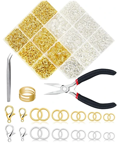 Gnuadz 2400pcs Jump Rings Kit Jewelry Making Supplies Necklace Repair Lobster Clasps Pliers Tweezer Opener Earrings Charms