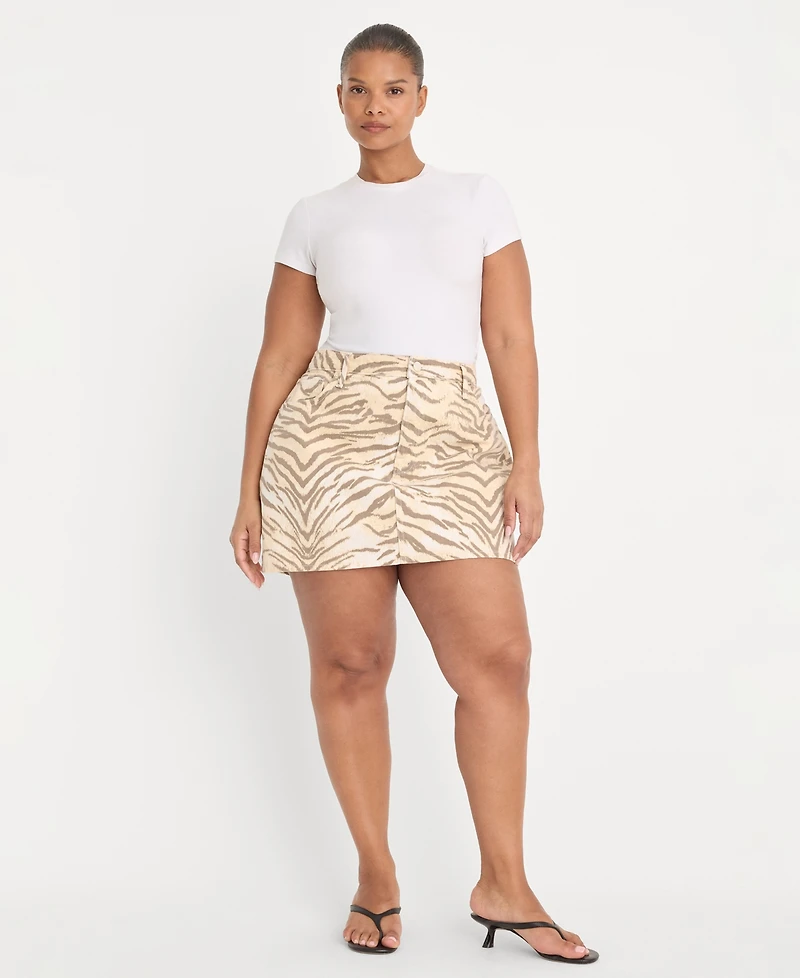 Good American Women's 90s Tiger Print Mini Skirt