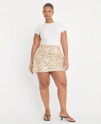 Good American Women's 90s Tiger Print Mini Skirt